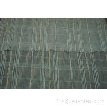 Tissu en mousseline de soie en polyester froissé or à rayures lurex